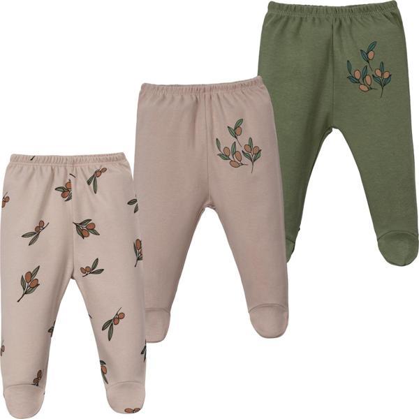 ZEYTİN PATİKLİ ÜÇLÜ BEBE PANTOLON SET Zeytin Yeşili - Image 1