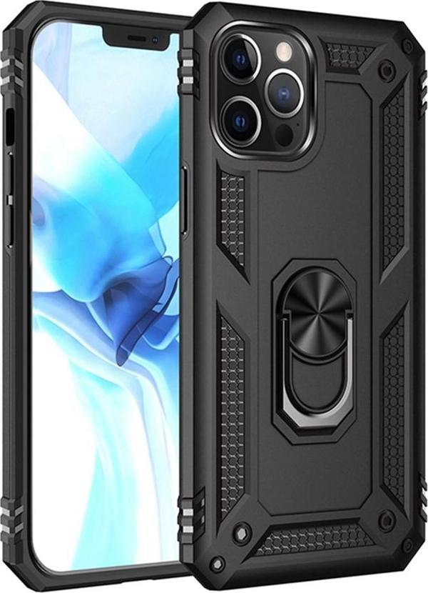 iPhone 12 Pro Uyumlu Kamera Korumalı Standlı Yüzüklü Tank Kılıf - Image 1