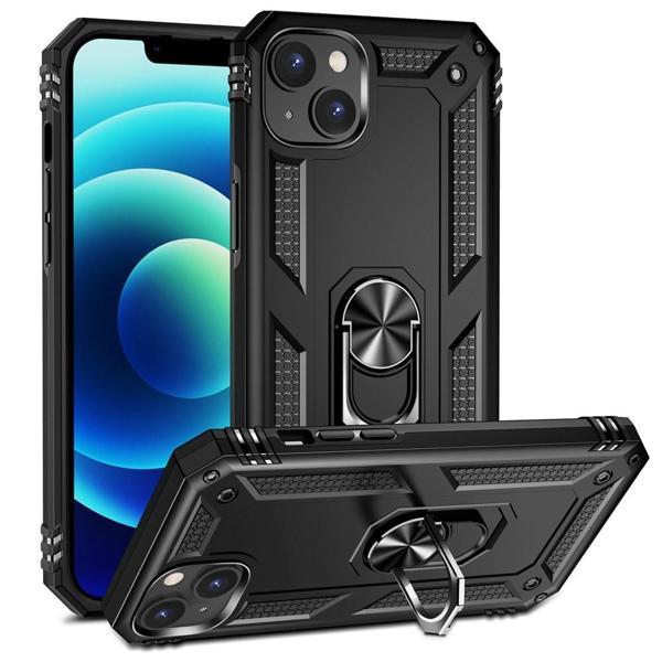 iPhone 15 Uyumlu Kamera Korumalı Standlı Yüzüklü Tank Kılıf - Image 1