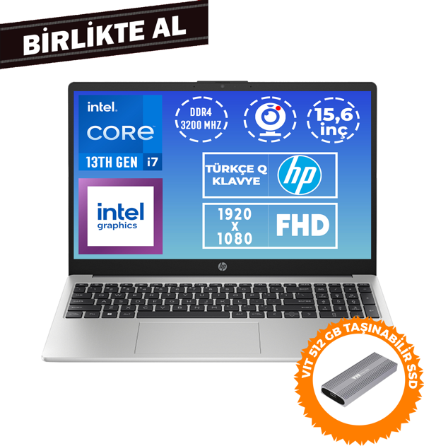 HP 250 G10 i7-1355U 16GB 512GB SSD 15.6" FHD Freedos + VIT 512 GB SSD 9G2G8ET 026 - Image 1