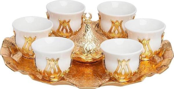 Yaren Style Altılı Gold Metalli Kahve Fincanı Takımı – Mırra Kahvesi Sunumu İçin Özel Set  | Arap Espresso & Zem - Image 1