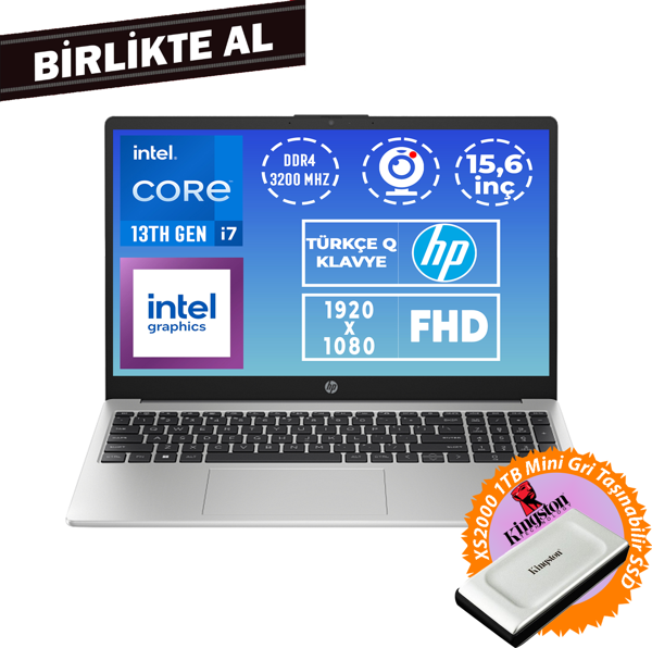 HP 250 G10 i7-1355U 16GB 512GB SSD 15.6" FHD W11P + XS2000 1 TB SSD 9G2G8ET 040 - Image 1