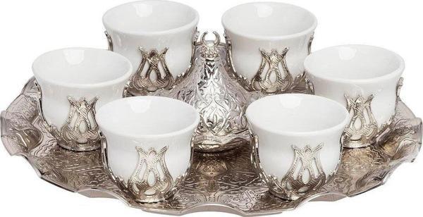 Yaren Style Altılı Gümüş Metalli Kahve Fincanı Takımı – Mırra Kahvesi Sunumu İçin Özel Set  | Arap Espresso & Ze - Image 1