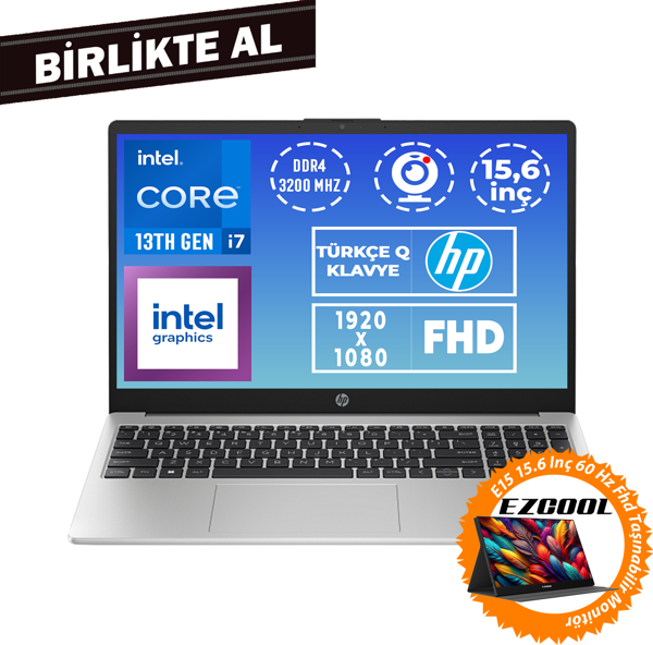 HP 250 G10 i7-1355U 32GB 1TB SSD 15.6" FHD W11P + 15.6" Monitör 9G2G8ET 041 - Image 1