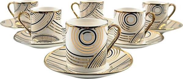 Yaren Style 6 Kişilik Porselen Kahve Fincan Takımı | Desenli - Image 1