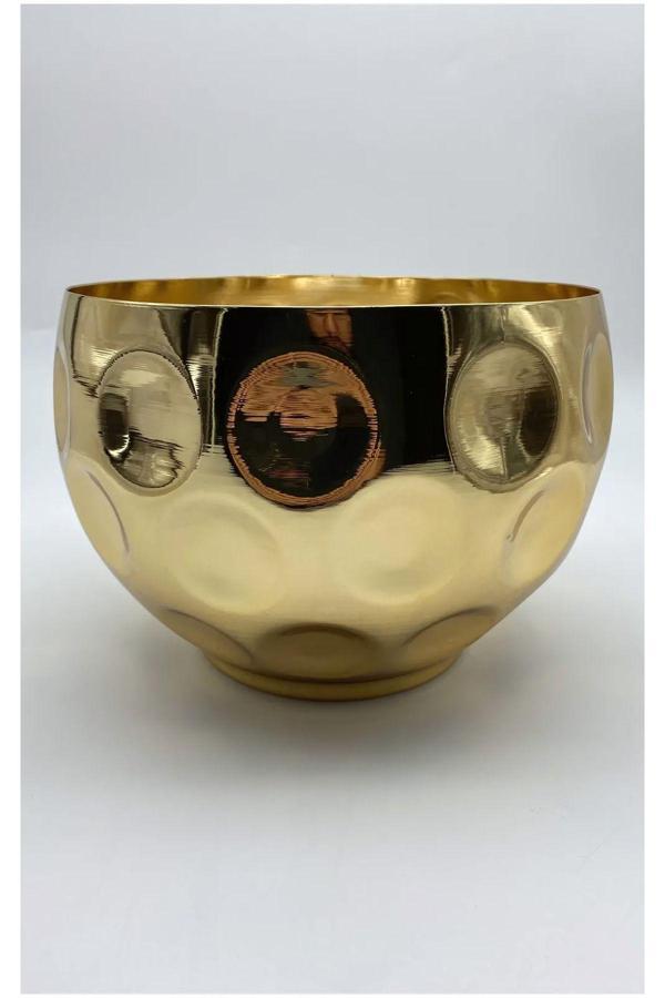 Yaren Style Gold Metal Büyük Top Küre Dekoratif Orkide Saksısı, Çiçek Vazosu - Image 1