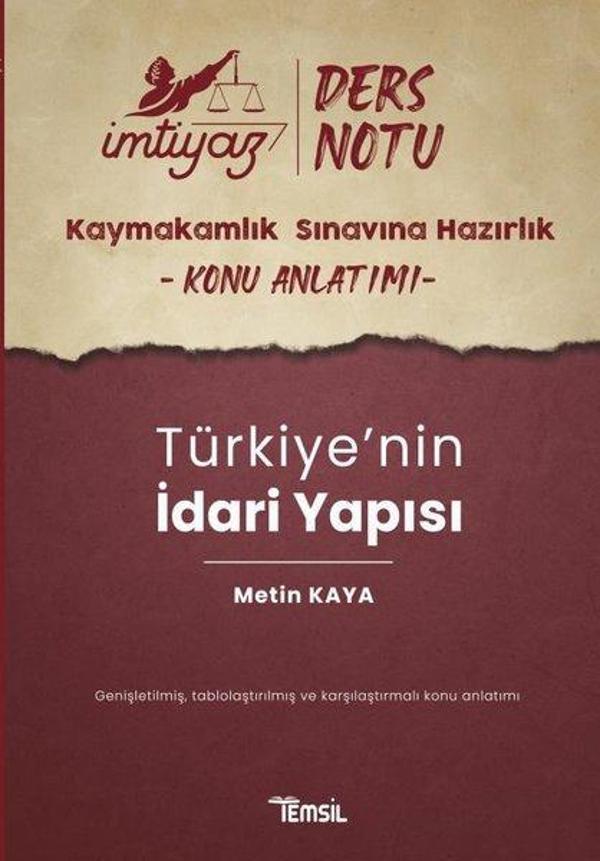 Türkiye'nin İdari Yapısı - İmtiyaz Ders Notu - Kaymakamlık Sınavına Hazırlık Konu Anlatımı - Temsil Kitap - Image 1