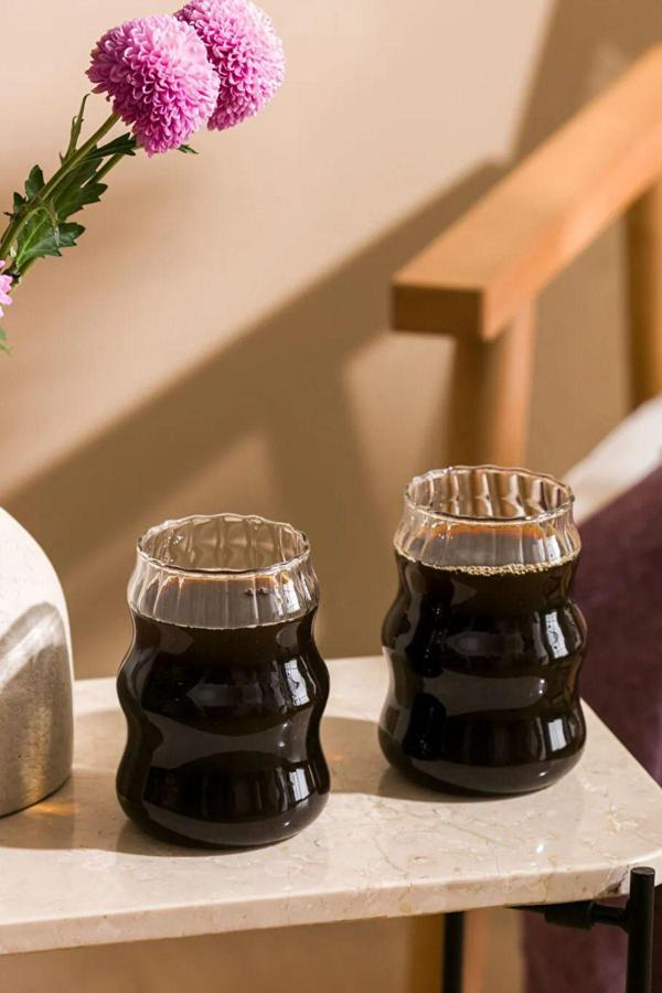 Yaren Style 2 Adet Çizgili Model Kokteyl Ve Soğuk & Sıcak Sunum Kahve Bardağı 500 Ml - Image 1