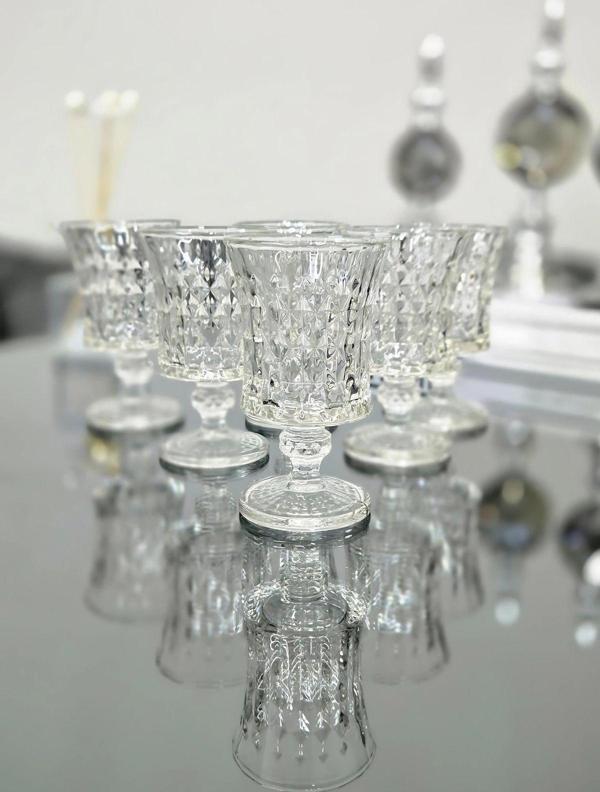 Yaren Style 6 Lı Kristal Desenli Premum Kahve Yanı Su Bardağı 105Ml - Image 1