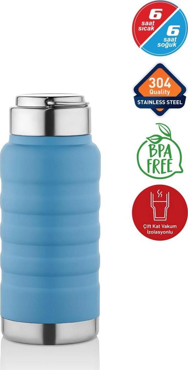 Yaren Style 400 Ml Mavi Paslanmaz Çelik Termos – Su, Meşrubat, Çay İçin | Kamp, Okul, Piknik, Servis & İkram - Image 1
