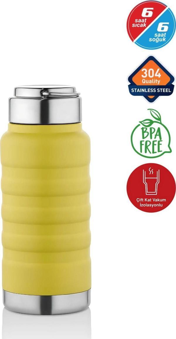 Yaren Style 400 Ml Sarı Paslanmaz Çelik Termos – Su, Meşrubat, Çay İçin | Kamp, Okul, Piknik, Servis & İkram - Image 1