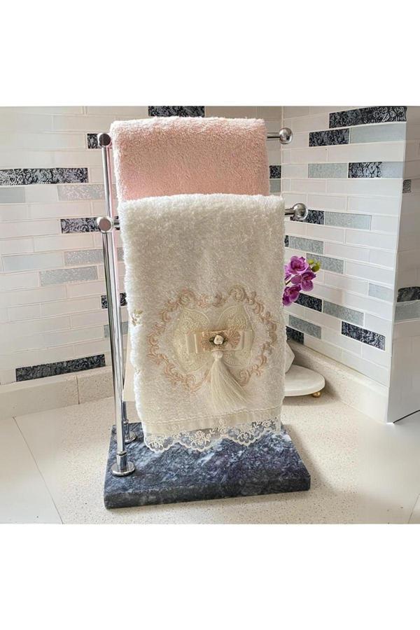 Yaren Style Mermer Ayaklı Metal Banyo El Havluluk Kağıt Havluluk Standı - Image 1