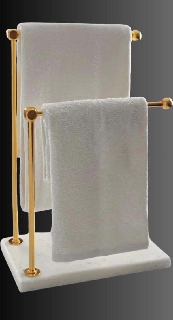 Yaren Style Mermer Ayaklı Metal Banyo El Havluluk Kağıt Havluluk Standı - Image 1