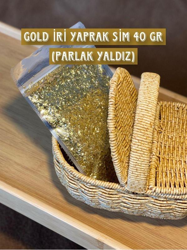 Duraks Gold İri Yaprak Sim 40 Gr (Parlak Yaldız) | İpek Sıva & Canlı Sıva & Pamuk Sıva & Yalıtımlı Sıva - Image 1