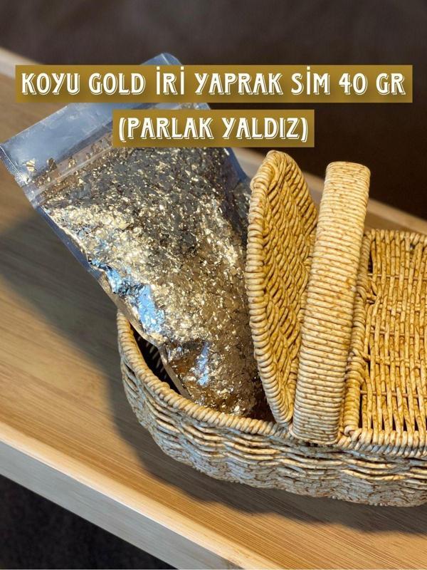 Duraks Koyu Gold İri Yaprak Sim 40 Gr (Parlak Yaldız) | İpek Sıva & Pamuk Sıva & Yalıtımlı Sıva - Image 1