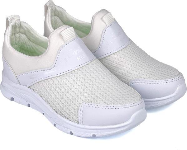 Çocuk Unisex Beyaz Bağcıksız Slip-On Rahat Kalıp Günlük Sneaker Spor Ayakkabı - Image 1