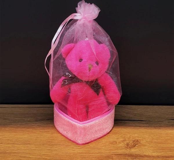 Hediyelik Pembe Tül Kese Ve Ayıcık - Image 1