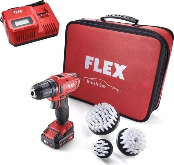FLEX Şarjlı Vidalama Ve Detaylı Temizlik Fırça Seti - DD 2G Matkap, 3lü Fırça (10.8V 2.5AH Akülü) - Image 1