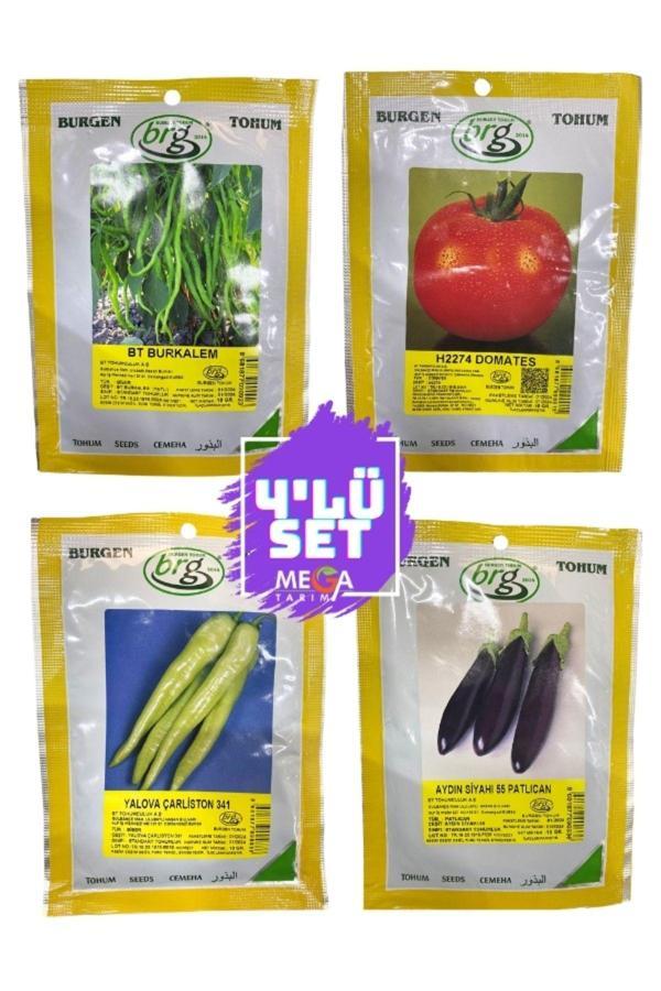 Bursa Tohum 4'Lü Seti (Tatlı Kıl Biber-H2274 Domates-Yalova Çarliston Biber-Aydın Patlican ) 10 Gr. - Image 1