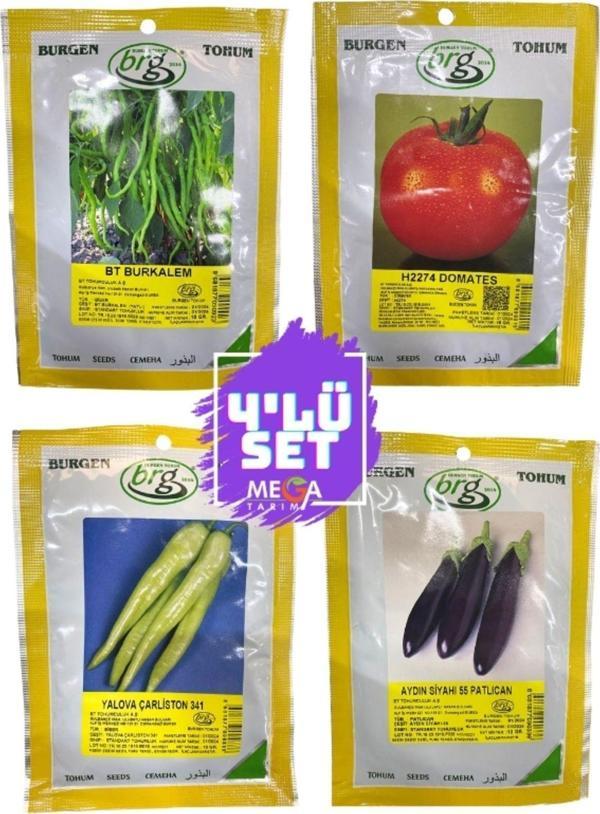 Bursa Tohum 4'Lü Seti (Tatlı Kıl Biber-H2274 Domates-Yalova Çarliston Biber-Aydın Patlican ) 10 Gr. - Image 1
