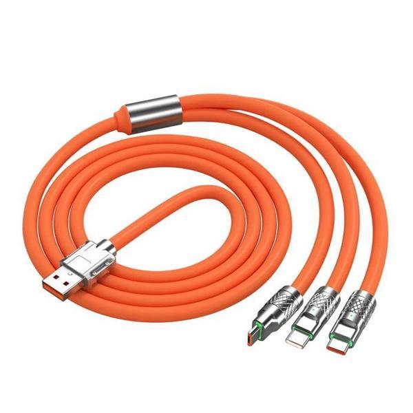 Zhltools 3 in 1 Usb to Type-C - Micro Usb - Lightning 120W Hızlı Şarj Kablosu 1.2 metre Turuncu - Image 1
