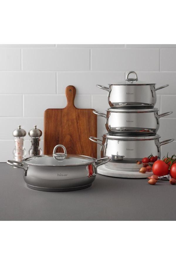 Hisar Mercury Ideal Indüksiyon Tabanlı 8 Parça Çelik Tencere Seti - Image 1