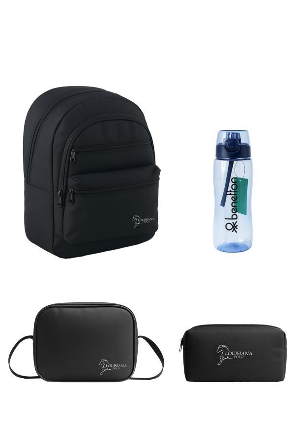 Louisiana Polo Okul Seti – Çanta + Termal Beslenme + Kalemlik + Mavi Matara Beyaz 2456 - Image 1