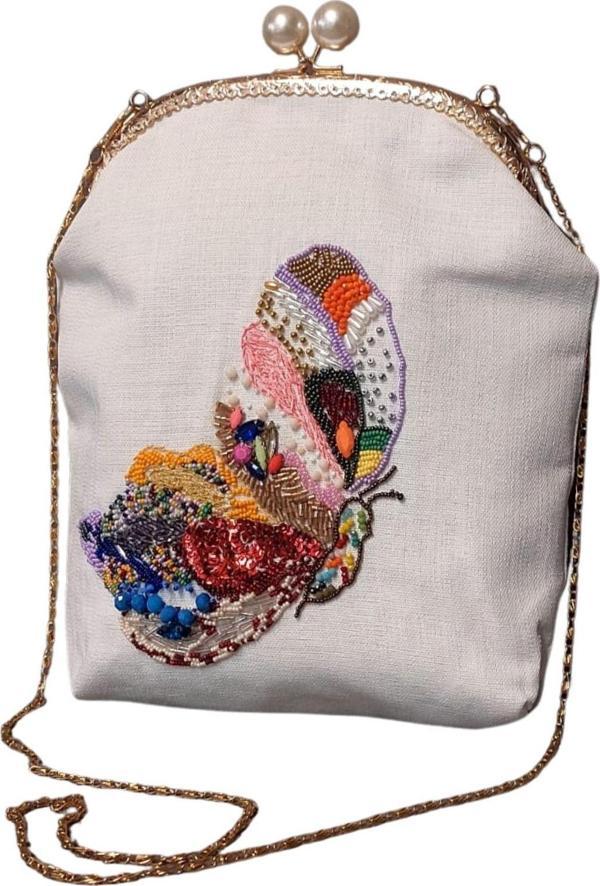 Uretti - Sefa 4419 1595 El Yapımı Kelebek Desen İşlemeli Burs Kapama Omuz Çantası - Image 1