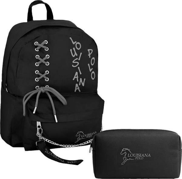 Louisiana Polo Okul Seti – Sırt Çantası + Kalemlik Füme 1141 - Image 1