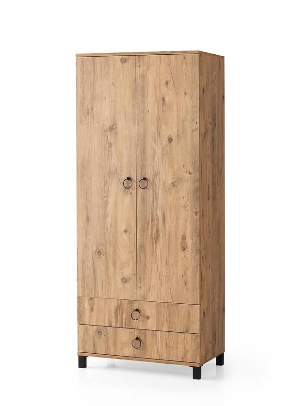 2 Kapılı 2 Çekmeceli Gardrop Elbise Dolabı 79x46x189cm - Image 1