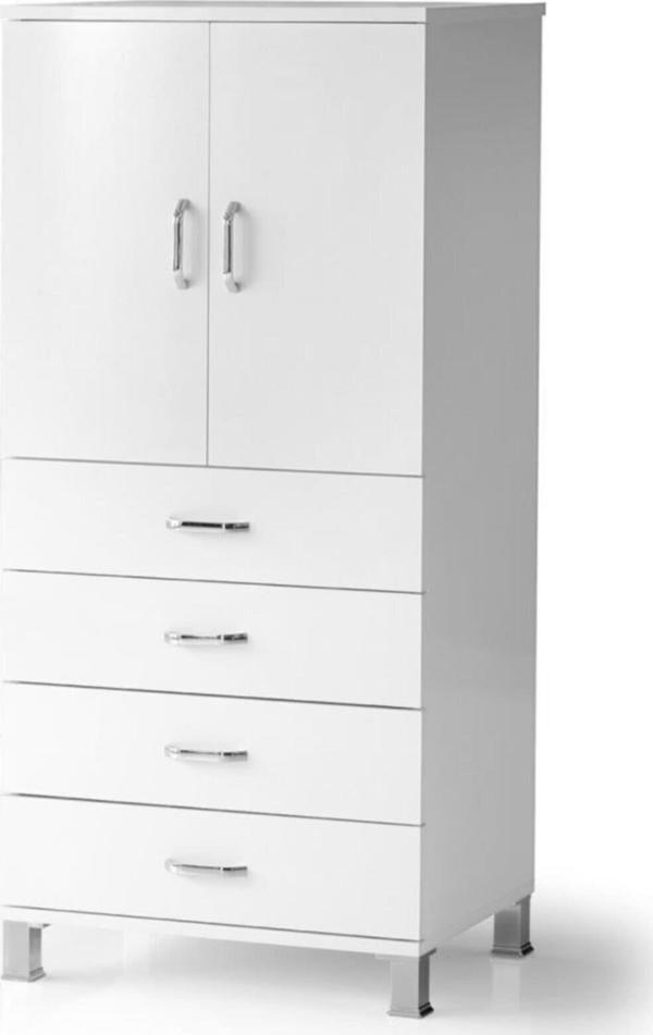 4 Çekmeceli Raflı Elbise Dolabı 61x44x128cm - Image 1