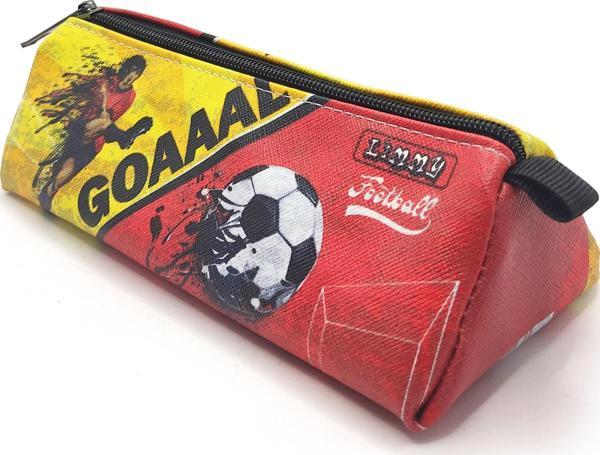 Kalem Kutusu Sarı Kırmızı Futbol Üçgen Kalemkutu Jumbo Vegan Deri Kalemlik - Image 1
