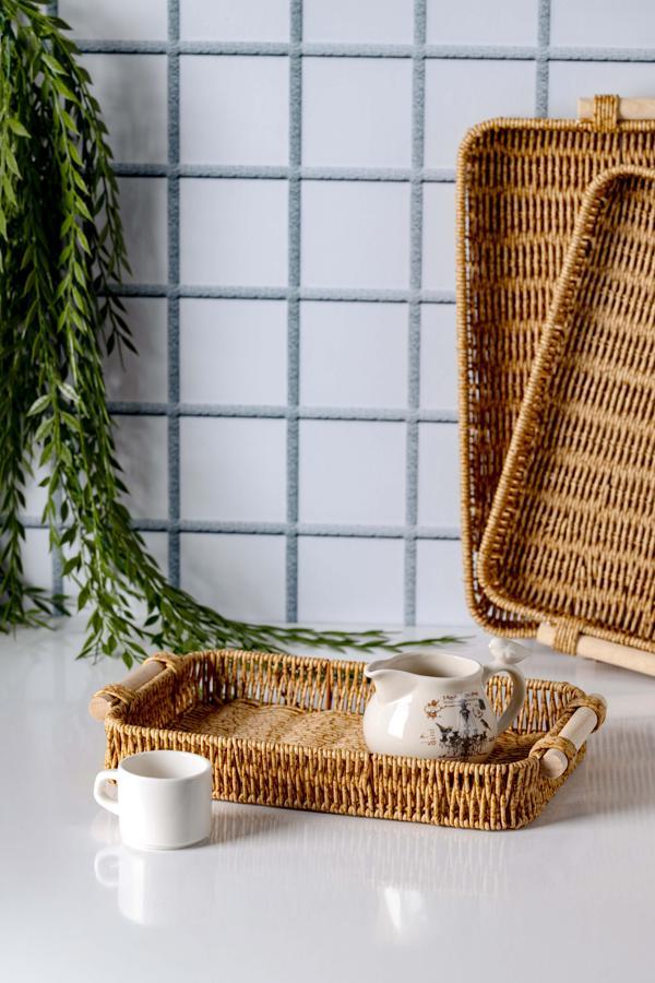 Melly 3'lü Rattan Tepsi - Image 1