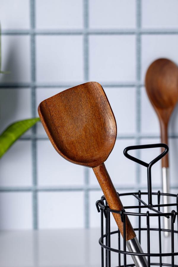 Voli Metal Saplı Akasya Spatula - Image 1