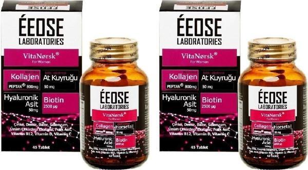 Kollajen  Tablet + Hyaluronik Asit + At Kuyruğu + Biotin + C Vitamini 45 Tablet X 2 Adet - Image 1