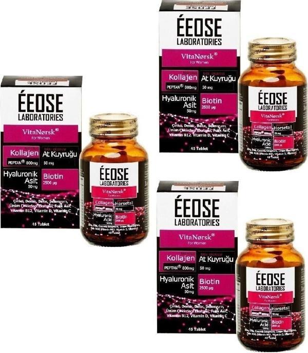 Collagen Tablet ( Kollajen + Hyaluronik Asit + Atkuyruğu + Biotin + C Vitamini) 45 Tablet-3 Adet - Image 1