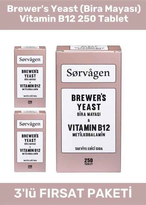 Brewer's Yeast (Bira Mayası) Vitamin B12 250 Tablet - 3 Adet - Image 1