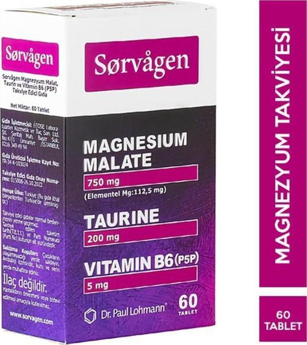 Magnezyum Malat Taurin ve Vitamin B6 60 Tablet - Image 1