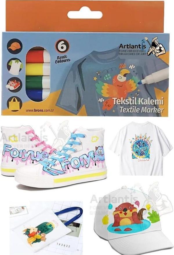 Kumaş Kalemi 6 Renk Tekstil Markör Kalemi 1 Paket Kalıcı Tişört Ayakkabı Giysi Bez Çanta Keçeli Boyama Kalemi - Image 1