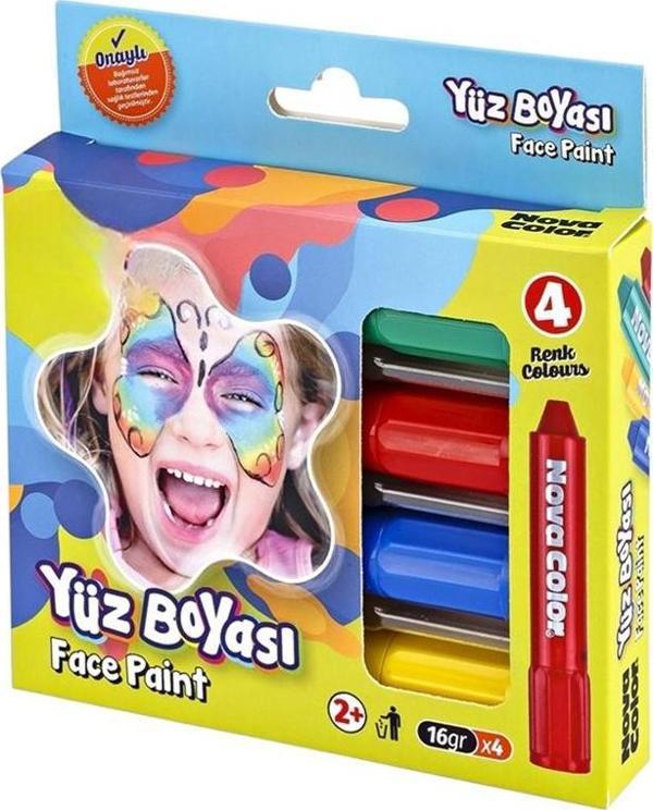 Yüz Boyası 4 Renk 1 Paket Face Paint Çevirmeli Yüz Boyası Canlı Renkler - Image 1