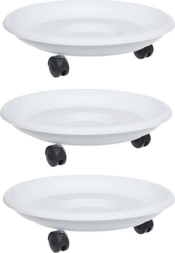Omnipazar SO-TT01 Tekerlekli Saksı Tabağı No 1 Beyaz 3 Adet - Image 1