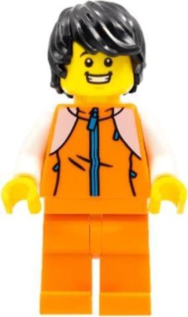 Lego Minifigür Man Orange Tracksuit hol267 - Image 1