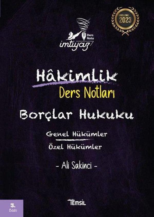 2023 İmtiyaz - Hakimlik Ders Notları - Borçlar Hukuku - Temsil Kitap - Image 1