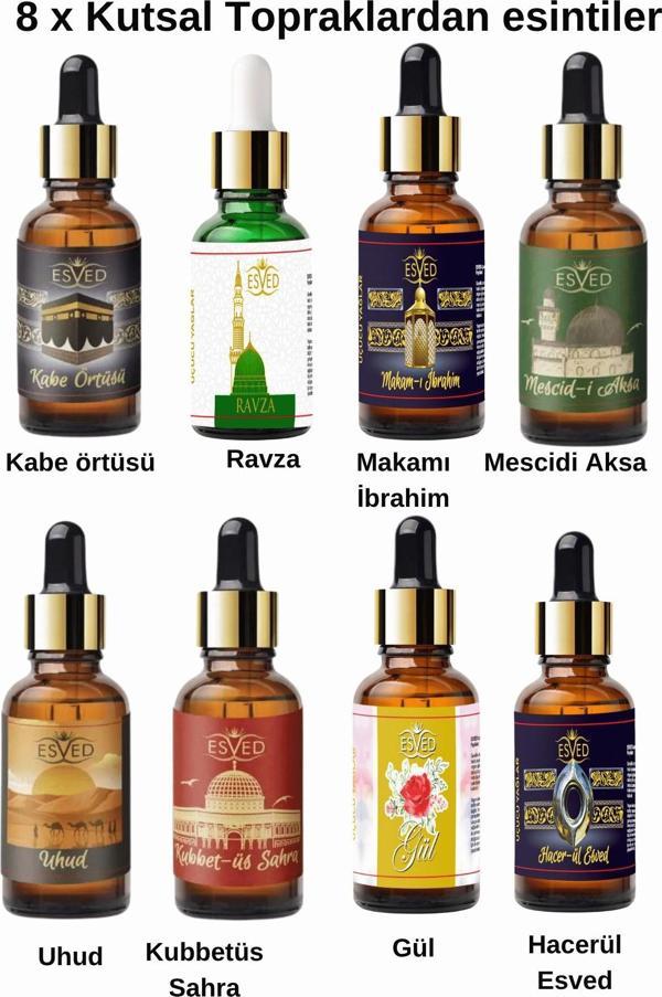 8 x Kutsal Topraklardan Esintiler Parfüm esansı Saf Esansiyel Yağ - Oda Ve Ortam Kokusu - Aromatik Uçucu Yağ 8x10ml - Image 1