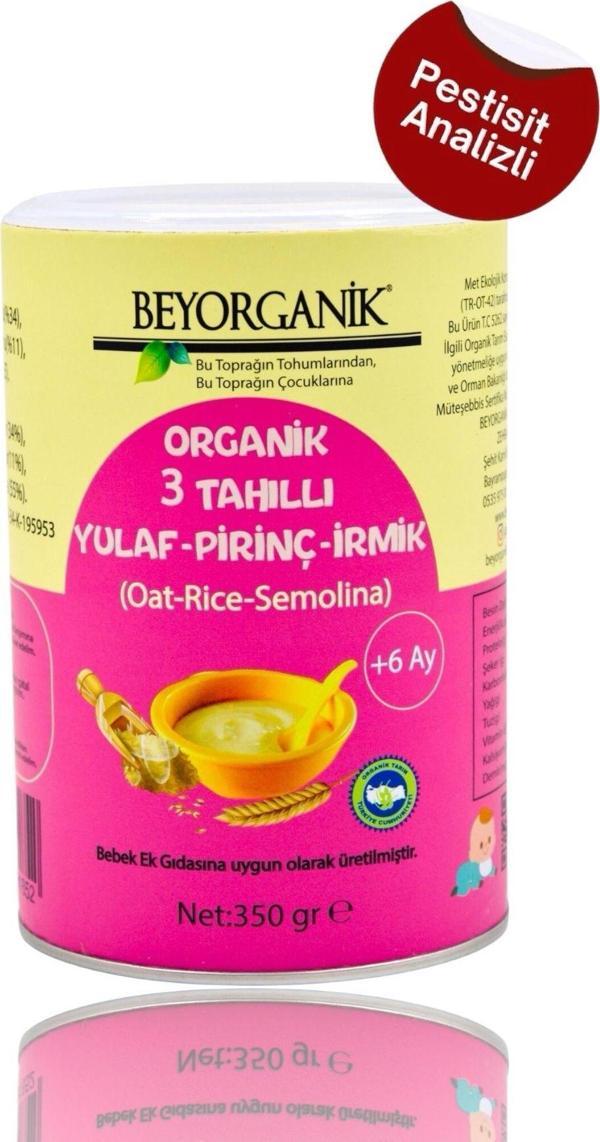 Beyorganik Organik Bebek Ek Gıdası Organik 3 Tahıllı Yulaf Pirinç Irmik (Pestisit Ve Aflatoksin Analizli) - Image 1
