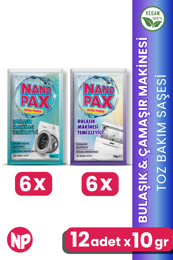 ÇAMAŞIR & BULAŞIK MAKİNESİ TEMİZLEYİCİ TOZ BAKIM SAŞESİ (6 X 6 ADET 10gr) - Image 1