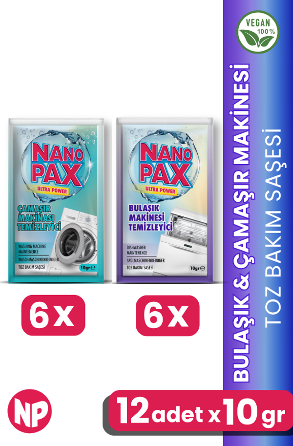 ÇAMAŞIR & BULAŞIK MAKİNESİ TEMİZLEYİCİ TOZ BAKIM SAŞESİ (6 X 6 ADET 10gr) - Image 1