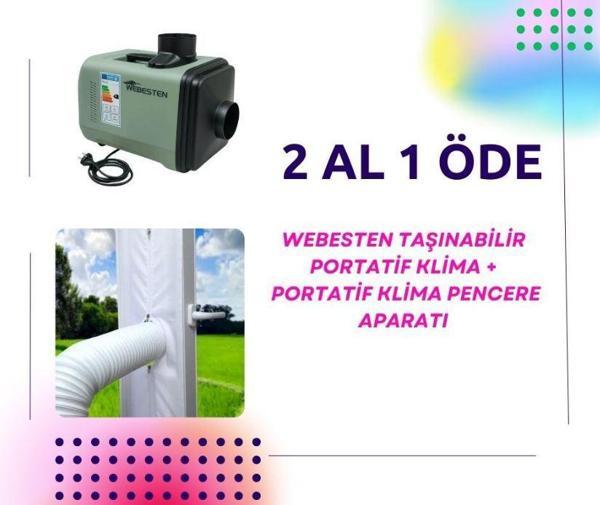WEBESTEN Taşınabilir Klima 220v 5100btu Portatif Klima (BLUETOOTH’LU) +Portatif Klima Pencere Aparatı HEDİYE - Image 1