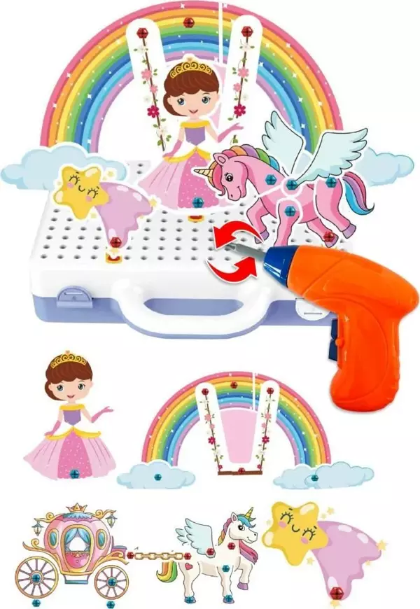 Birlik Oyuncak 3D Matkap Seti Söktak Prenses Serisi Unicorn URT014-006 - Image 1