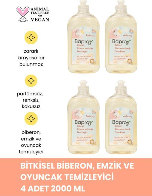 Baproy %100 Doğal Bebekler Için Bitkisel Biberon Emzik Temizleyicisi 500 Ml * 4 Adet Toplam 2000Ml - Image 1